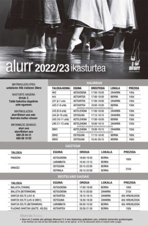 2022/2023 ikasturteko matrikula taula